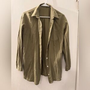 Olive Green Button-Up Shirt